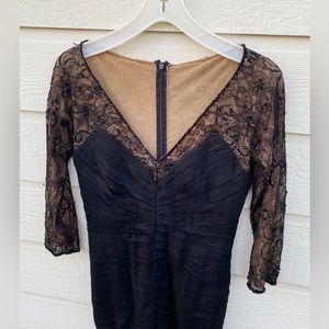 Tadashi Collection LACE ILLUSION origami SILK DRESS lbd beaded wiggle designer 6